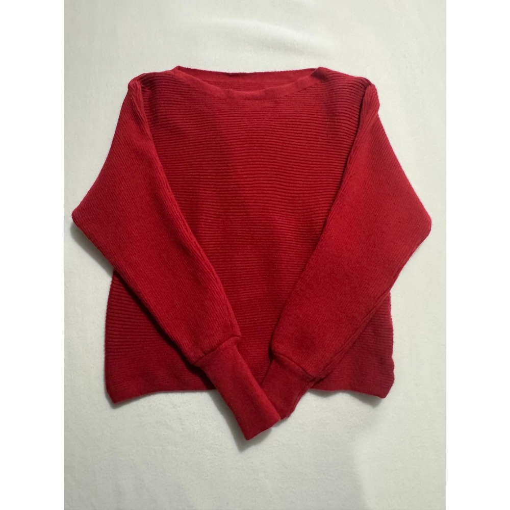 SHEIN Boatneck Ribbed Sweater Red Women's Medium